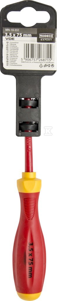 Insulated screwdriver 3.5x75mm, 1000V - MN-10-551